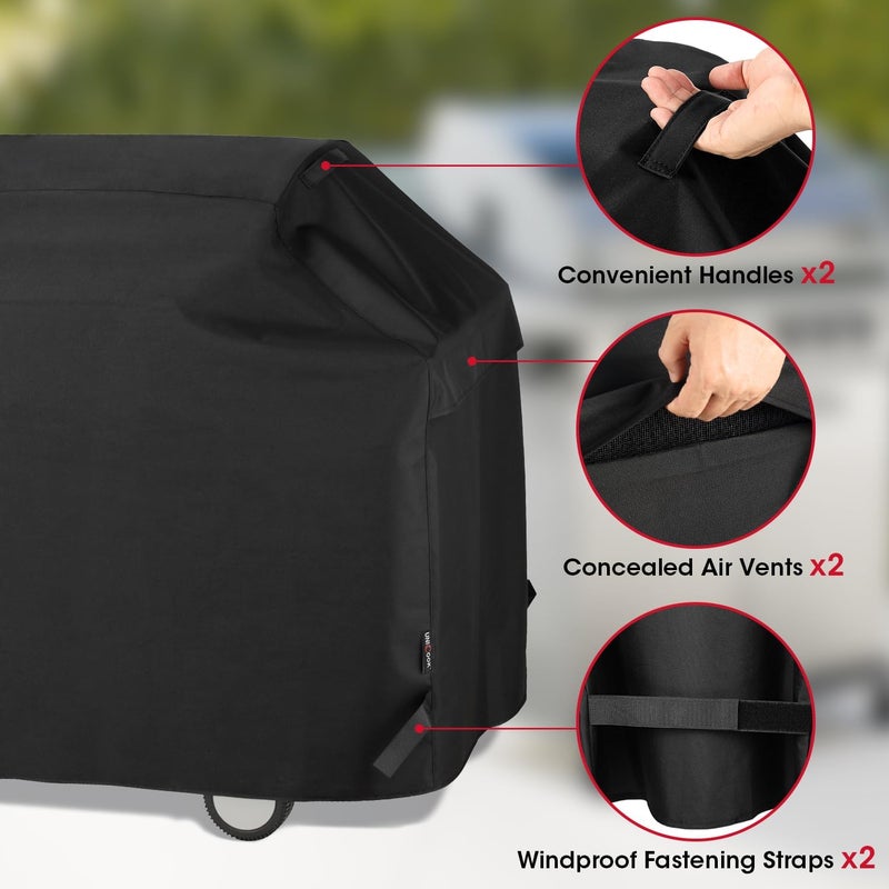 Unicook Heavy Duty Waterproof Barbecue Gas Grill Cover, 65-inch BBQ Cover, Special Fade and UV Resistant Material, Durable and Convenient, Fits Grills of Weber Char-Broil Nexgrill Brinkmann and More - Image 4